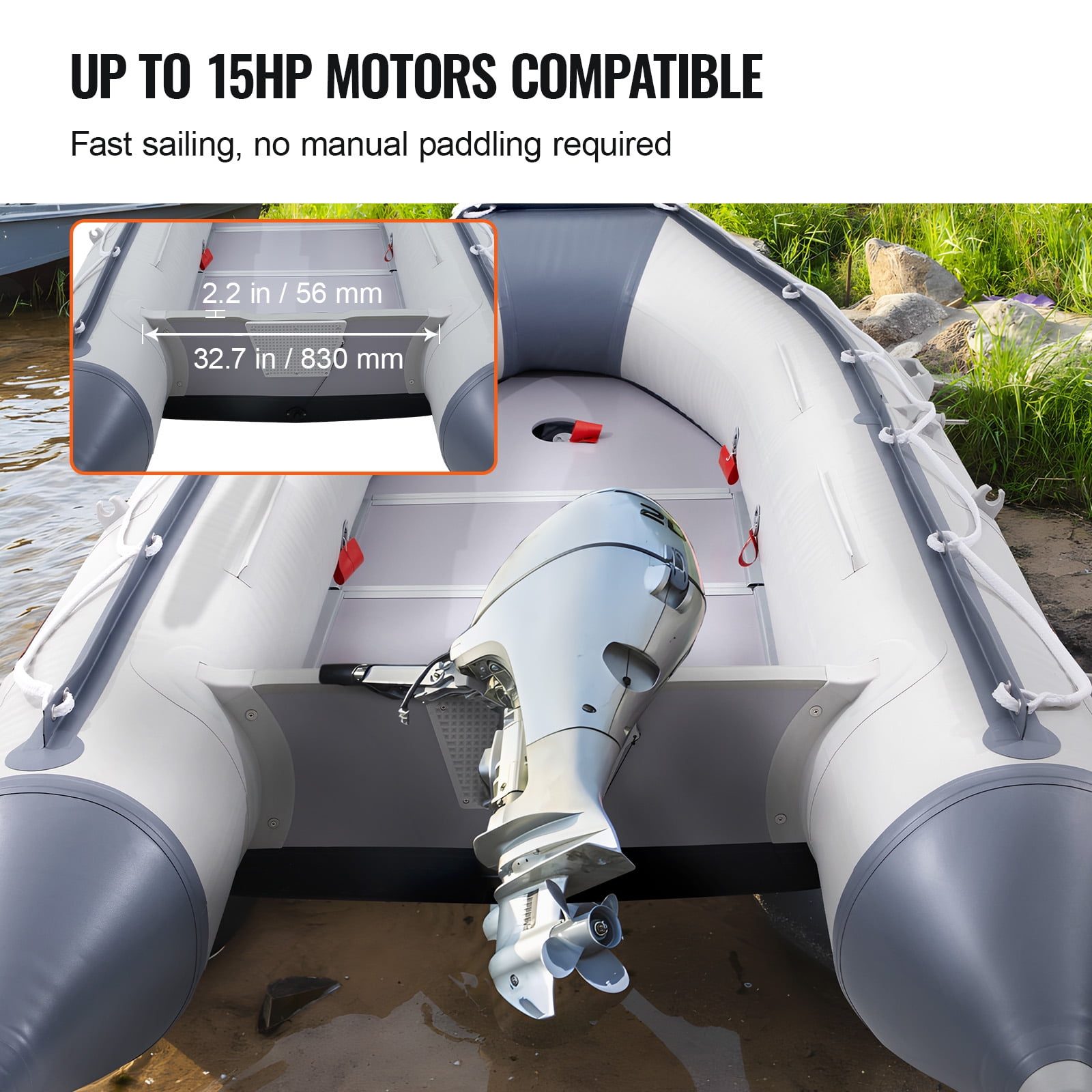 KFFKFF 6-Person Sport Inflatable Dinghy Boat Tender Fishing Boat with Wood Floor