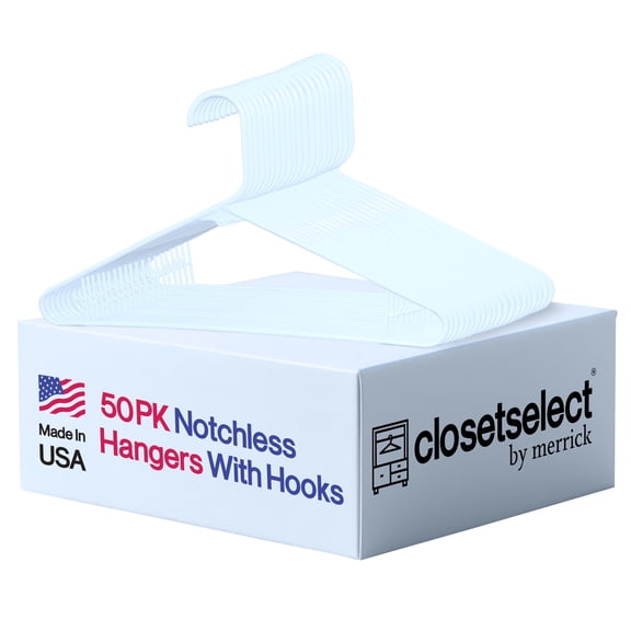 ClosetSelect 50 Pk Adult Plastic Hangers, White