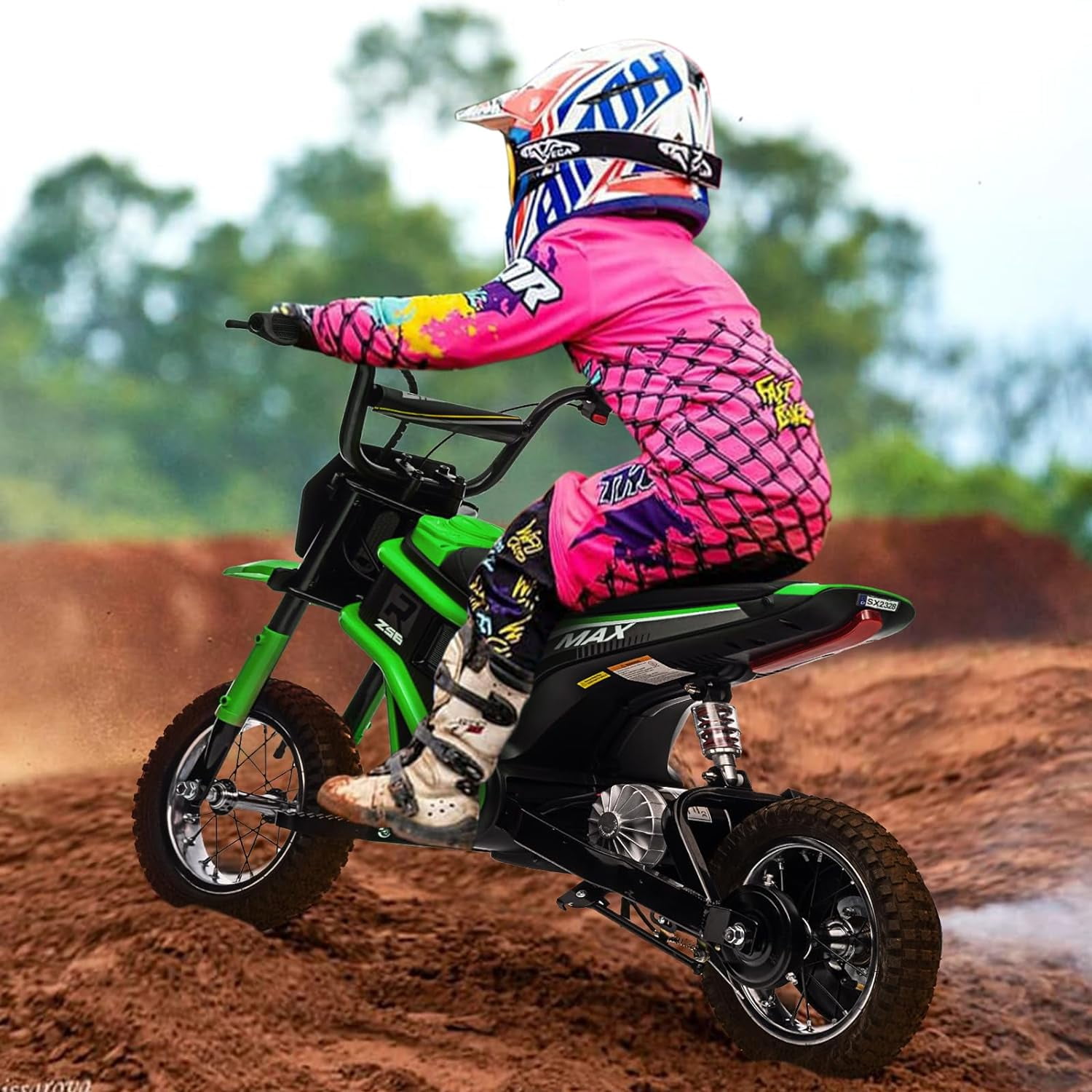 Kids Electric Dirt Bike 24-Volt 350-Watt Kid's Motorcycle Up to 14MPH for Kids 8-14 2-Speed Modes Max Load 135 Lbs/Seat Height 18Inch