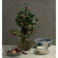 thumbnail image 2 of Henri Fantin-Latour 20x21 Black Ornate Framed Double Matted Museum Art Print Titled: Still Life with Vase of Hawthorn, Bowl of Cherries, Japanese Bowl, and Cup and Saucer (1872), 2 of 5