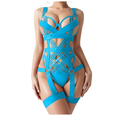 Midwennn Sexy Belt Garter Belt Motorcycle Strap Sexy Sexy Underwear Two Piece Shapewear Bodysuits Wet Look Lingerie for Women Open Crotch Thigh High Tights for Women Lingerie