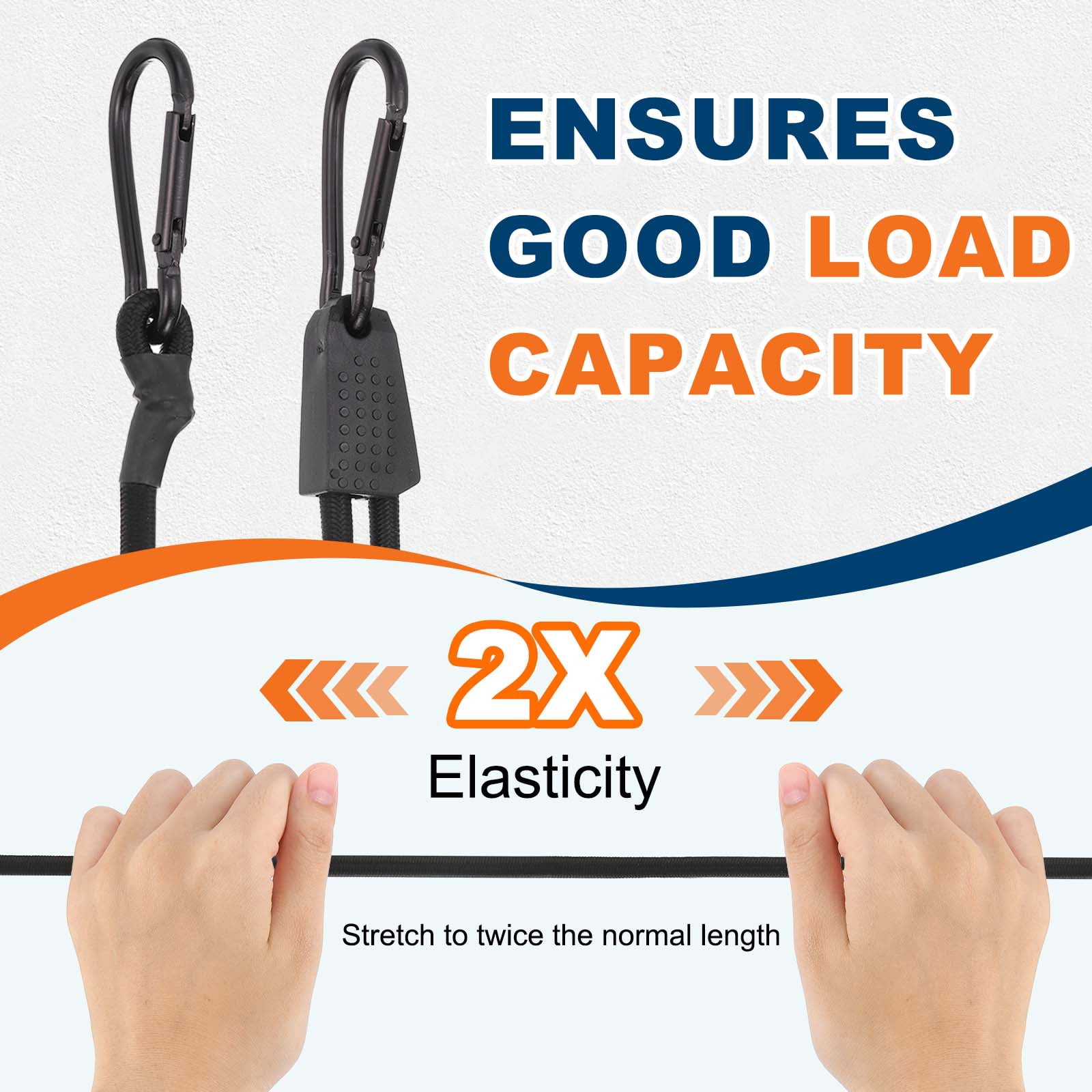 Uxcell Heavy Duty Bungee Cord, (7-48Inch, Black) (6 PCS), Elastic Tie Downs Strap Suit for - Luggage Rack/Cargo/Hand Carts/Bike/Camping
