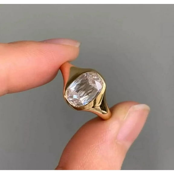 KANISHKAGEMS&JEWELS Elongated Cushion Moissanite Ring Bezel Set Solitaire Women Ring Anniversary Gift For Wife Wedding Proposal Ring