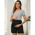 thumbnail image 2 of DARING DIVA Women's Maternity Denim Over Belly High Waist Casual Shorts S Black, 2 of 7
