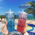 thumbnail image 2 of Taza de hielo Taza de hielo creativa de verano Doble capa con paja con cubierta Taza de agua de plástico Refrigerat, 2 of 9