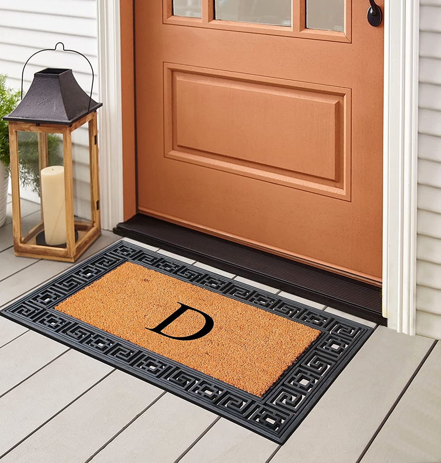 A1HC Natural Rubber & Coir 24x36 Monogrammed Doormat For Front Door, Anti-Shed Treated Durable Doormat for Outdoor Entrance, Heavy Duty, Low Profile, Easy to Clean, Long Lasting Front Porch Entry Rug