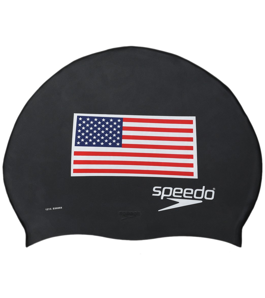 Speedo Silicone Flag Swim Swimming Cap Black Lightweight And Durable