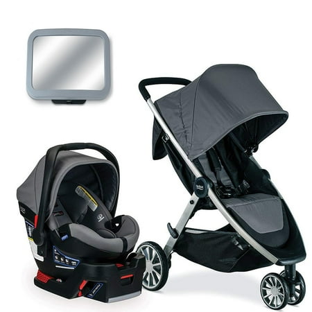Britax B-Lively & B-Safe Ultra Travel System, Gris with Back Seat Mirror