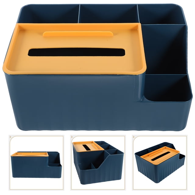 PAMINGONO 1Pack Tissue Paper Dispenser Blue Plastic Rectangular for Bathroom Storage Containers for Napkins