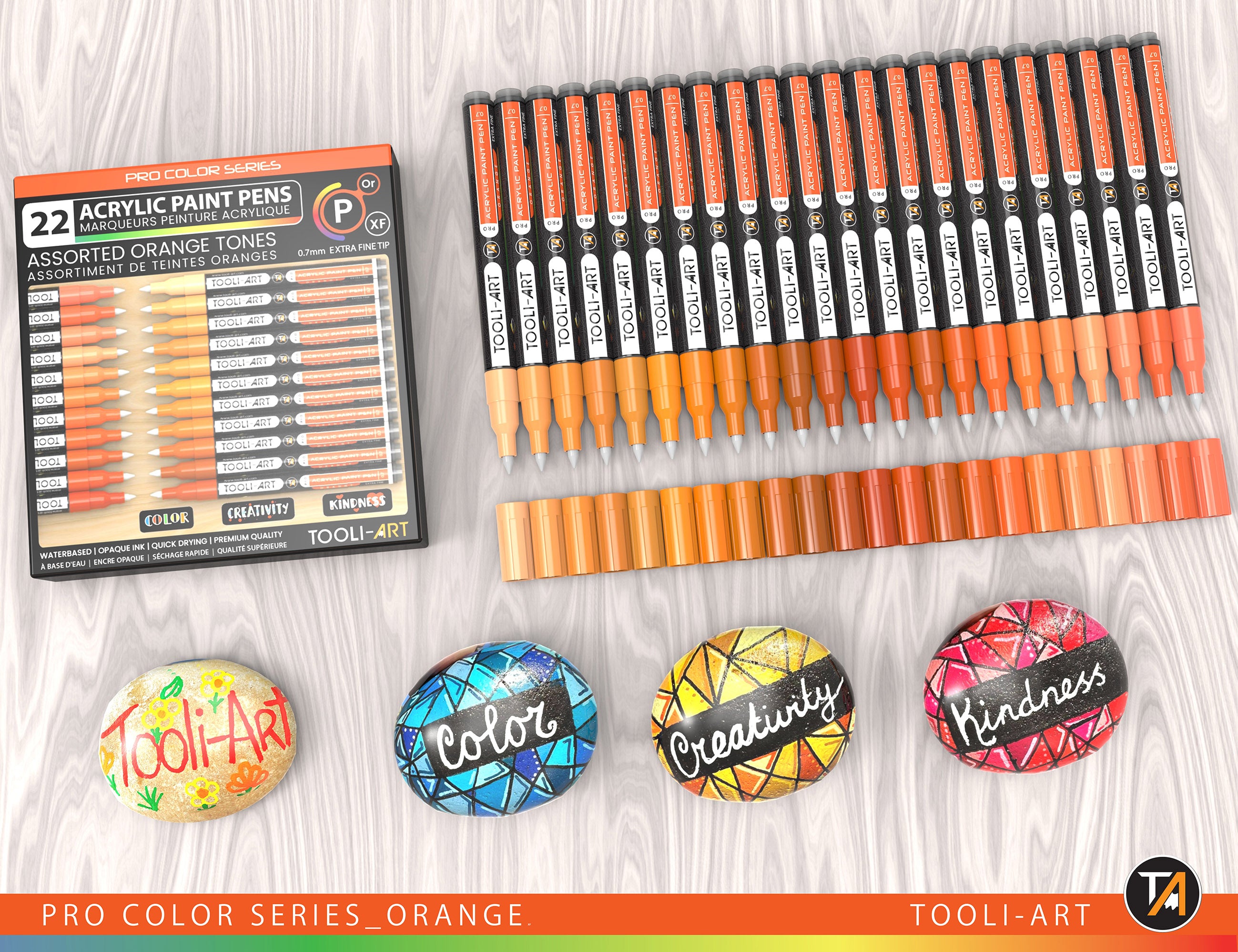 Acrylic Paint Pens 22 Assorted Orange Tones Pro Markers Set 0.7mm Extra Fine