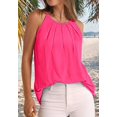 thumbnail image 6 of Womens Pleated Tank Tops Spaghetti Strap Camisole Halter Tops Curved Hem Fashion 2025 Rose Red XXL, 6 of 9