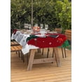 thumbnail image 2 of Outdoor Tablecloth with Umbrella Hole and Zipper, Christmas Snowman Rectangle Table Cloth 60x102 Inch Waterproof Tablecloth, Red Xmas Pine Branch Snowflake Red Birds Picnic Table Cover for Patio, 2 of 7