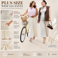 thumbnail image 3 of SHEWIN Womens Plus Size Pants Wide Leg Palazzo Pants Elasticized Back Waist Pleated Casual Work Trouser with Pockets 1X-5X, 3 of 10
