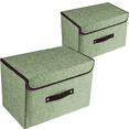 thumbnail image 1 of Large Foldable Storage Bin with Lid and Handles, Cotton Linen Fabric Decorative Storage OrganizerLight green, 1 of 5