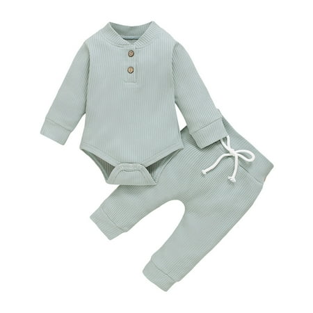 

Vikakiooze Newborn Infant Baby Girls Boys Solid Romper Jumpsuit+Pants Set