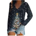 thumbnail image 2 of Christmas Shirts for Women Long Sleeve V Neck Pullover Holiday Blouses Party Ready Comfort Fit Seasonal Print Going Out Tops, 2 of 5