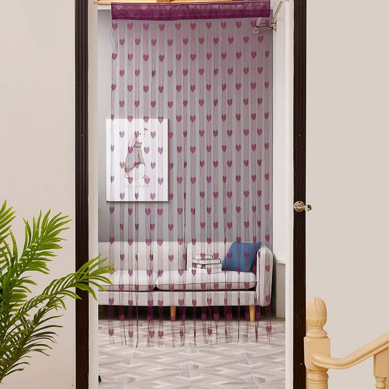 Shower Curtain Living Room Kitchen Curtains Bedroom Decor 50x200cm Love Heart String Window Door Divider Sheer Valance Home Com