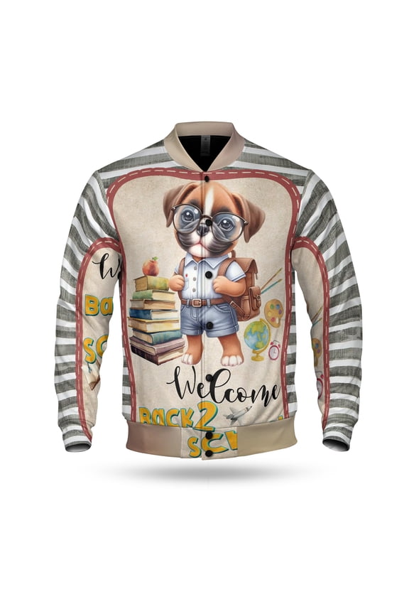 Welcome Boxer Back to School Vintage Retro All Over Print 3D Baseball Jacket Boxers Dog Lover Gifts Idea Bomber Jacket Softball - 02012
