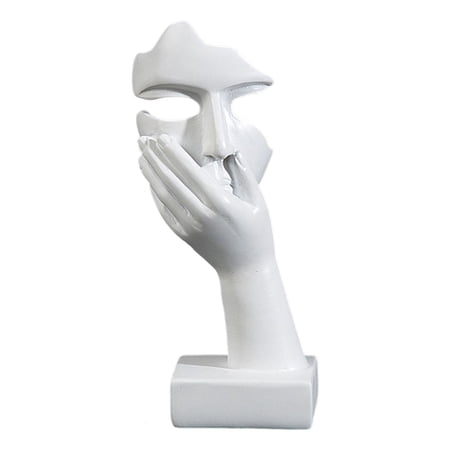 TISHITA Abstract Thinker Statue Figurine Collection Creative Crafts Desktop Human Face Sculpture for Tabletop Bookshelf Decor Ornament Birthday Gift White