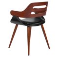 thumbnail image 3 of Contemporary Walnut Bentwood Side Reception Chair with Cross Stitched Black Leather Seat, 3 of 4