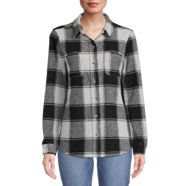 Time and Tru Women's Plaid Button Down Shirt