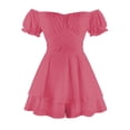 thumbnail image 4 of REORIAFEE Plus Size Rompers for Women 2023 Summer Casual Shorts Jumpsuit Baggy Jumpsuit off the Shoulder Short Sleeve Playsuit Solid Color Sexy Romper for Women Suspender Short Jumpsuit Hot Pink M, 4 of 8