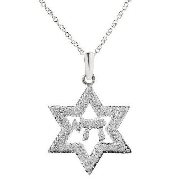Sterling Silver Star of David Chai Pendant Necklace, 18"