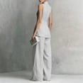 thumbnail image 6 of Evdexr Linen Sets For Women 2 Piece Stand Collar Sleeveless Top and Baggy Wide Leg Pants Set Trendy Casual Business Lounge Outfit Suits Gray XL, 6 of 6