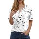 thumbnail image 1 of Camisetas de Manga Corta para las Mujeres Impreso Cuello en V Top Casual, Ligero Y Suave de Algodón para las Mujeres, 1 of 8