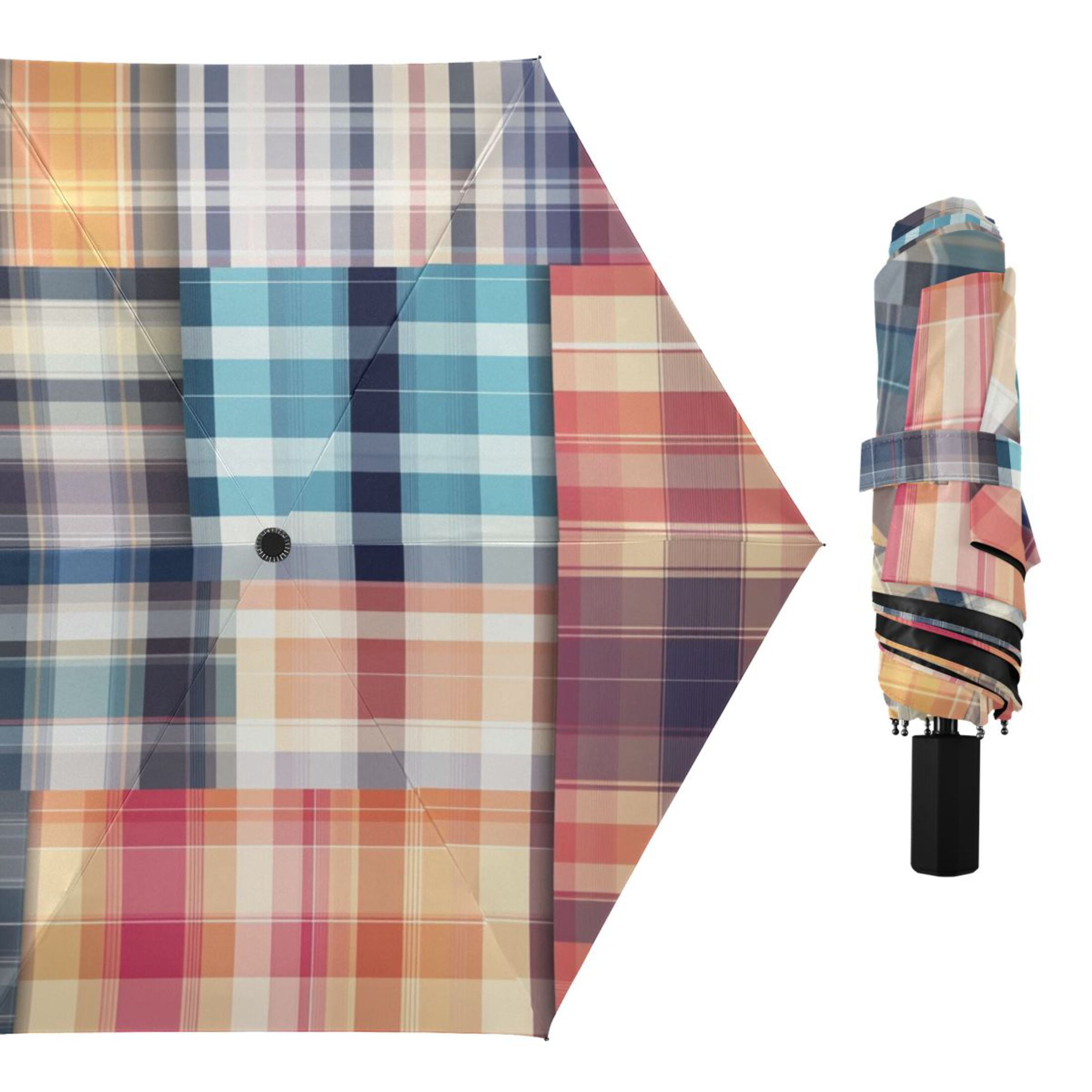 ALAZA Checkered Grid Pattern-a2 UPF 50+ Compact Folding Umbrella for Rain Travel Umbrella Packable