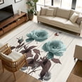 thumbnail image 3 of Teal Blue Floral Area Rugs 5x8 for Living Room, Vintage Rustic Botanical Beige Wooden Non Slip Washable Rug Runner, Low Pile Indoor Floor Carpet Mat Bathroom Rugs for Bedroom, Kids Room, 3 of 9