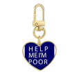 thumbnail image 1 of Help Me I Am Poor Art Deco Fashion Gold Heart Keychain Metal Keyring Holder, 1 of 3