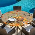 thumbnail image 6 of Fall Pumpkin Round Tablecloth, Fitted Table Cover with Elastic for 45"-54" Round Tables, Maple Leaves Thanksgiving Gnomes Farmhouse Cart Table Cloth Outdoor Dinning Party Waterproof Tablecloths, 6 of 7