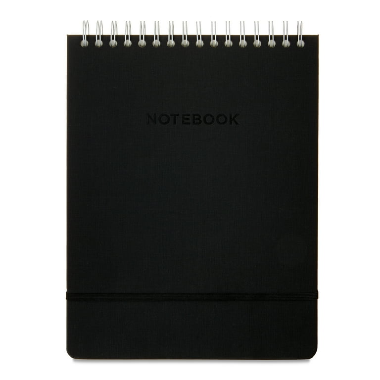Pen+Gear Top Spiral Simulated Leather Notebook, Black, 8.5
