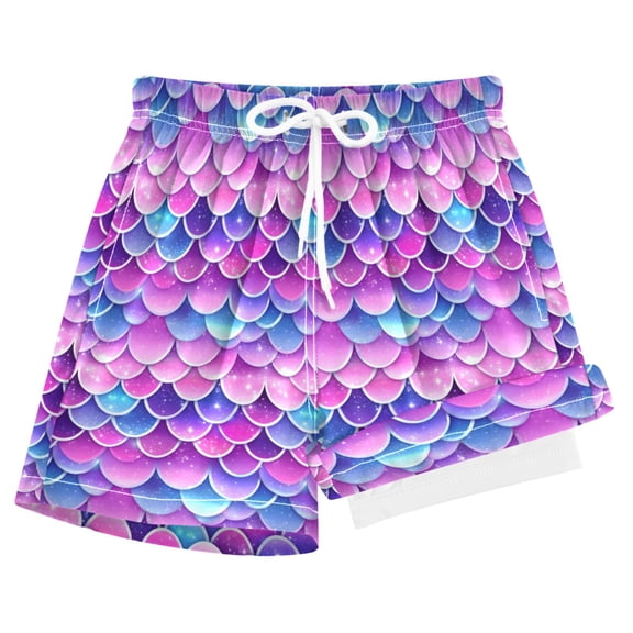 joogoo Sparkling Mermaid Scales Boys Swim Trunks Beach Swimsuit Shorts Boxer 8Y