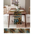 thumbnail image 6 of Hokiten Table Runners 72 Inches Long Dress Scarves, Yellow Flower Butterfly Farmhouse Kitchen/Dining Table Runner, Coffee Tablerunners, Teal Metal Striped Vintage 13x72 Inch, 6 of 7