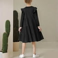 thumbnail image 5 of bbymog Dresses for Girls 10-12 Solid Color Fluffy Long Sleeve Layered Dress Girls Clothes Black 12 Years, 5 of 7