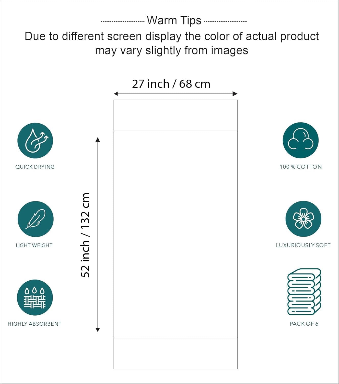 J&V TEXTILES 6 Pack Bath Towel Set 27 x 52 Inches, 500 GSM 100% Ring Spun Cotton Medium Lightweight and Highly Absorbent Quick Drying, Premium Towels for Hotel, Spa and Bathroom Red