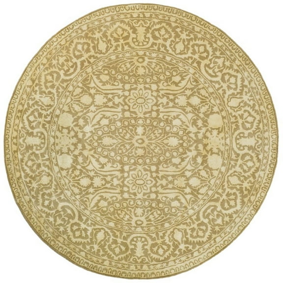 SAFAVIEH Silk Road Maisy Border Wool Area Rug, Ivory, 3'6" x 3'6" Round
