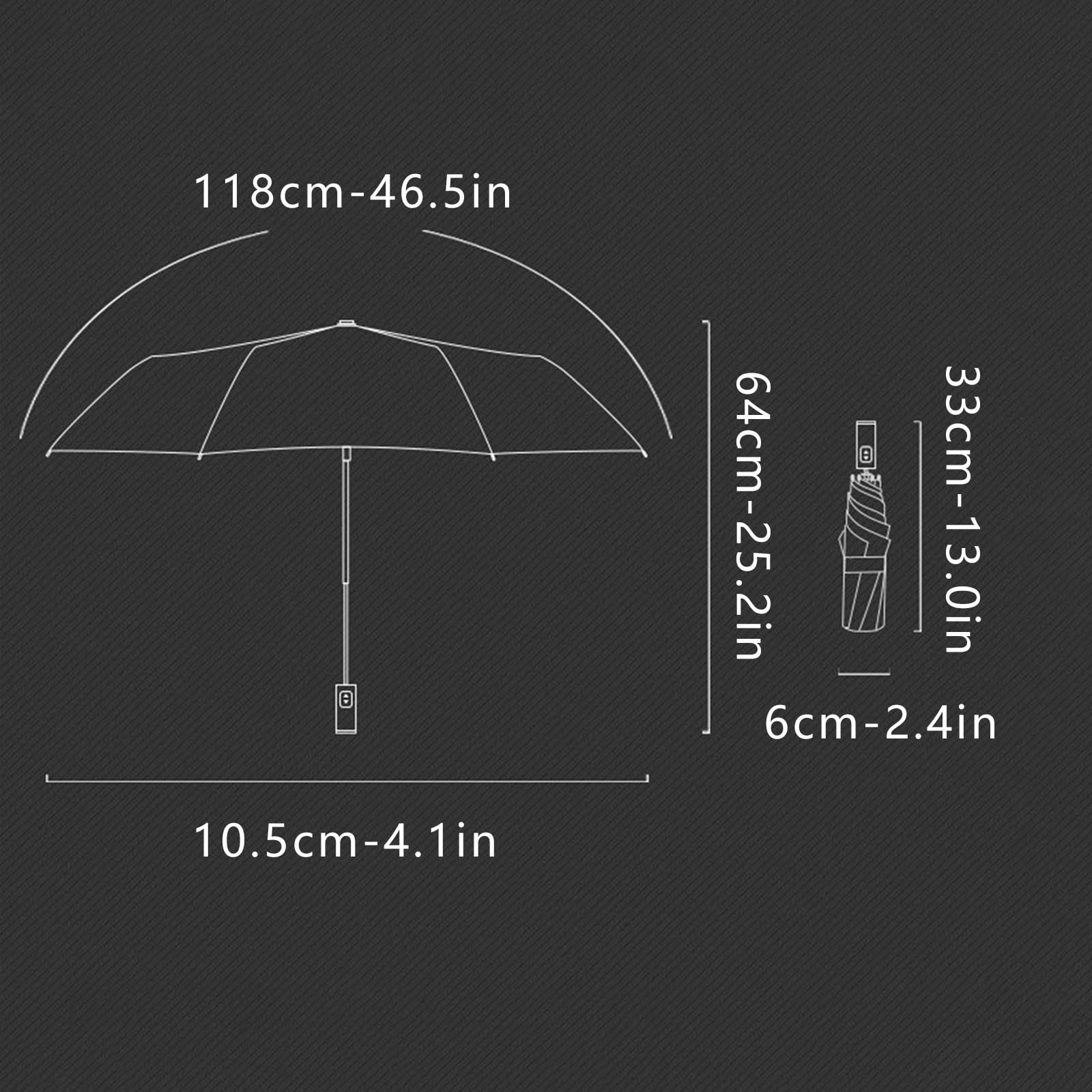 Byujiro Auto Open Close 10-Rib Reverse Inverted Umbrella with Reflective Strips Portable Sun & Rain Folding Umbrella for Night Commute