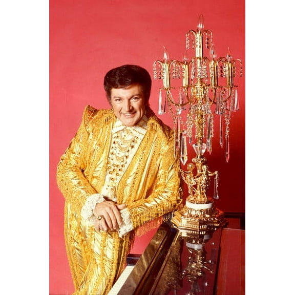 Liberace Colorful Pose By candelabra in gold suit 24x36 Poster