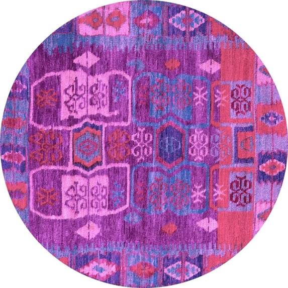 Ahgly Company Indoor Round Abstract Purple Modern Area Rugs, 5' Round