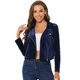 thumbnail image 1 of Chaqueta de abrigo con cuello de muescas de terciopelo Moto Biker para mujer Azul profundo S, 1 of 5
