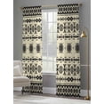 thumbnail image 4 of Black Khaki Boho Sheer Curtains 84 Inch Length 2 Panels Set Window Treatments, Vintage Ethnic Tribe Abstract Art Retro Rod Pocket Semi Curtains for Living Room/Bedroom/Kitchen Décor, 104"W x 84"L, 4 of 7