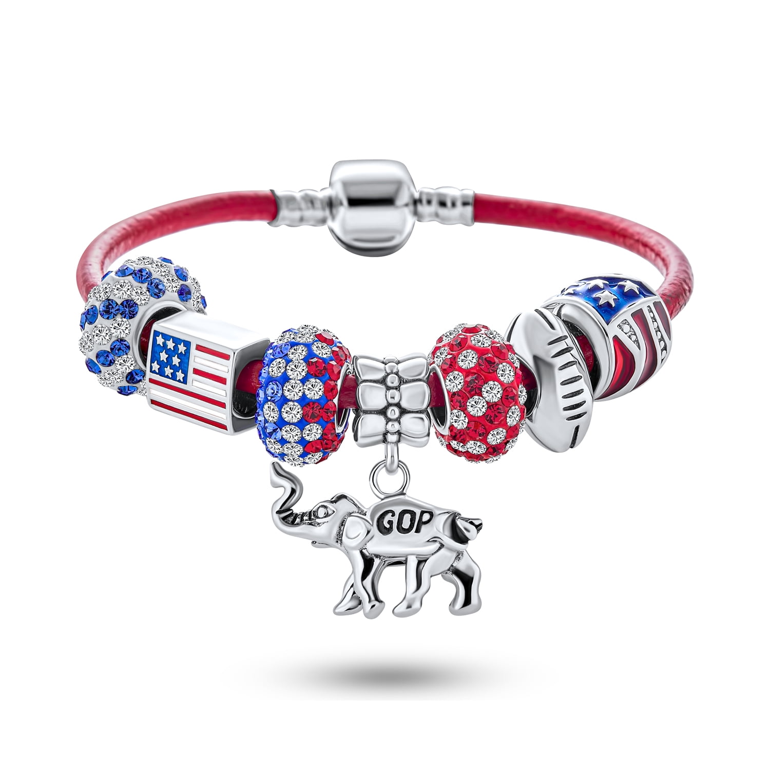 Patriotic Stretch Bracelet July 4th Red White Blue Stars Strips US Seller 