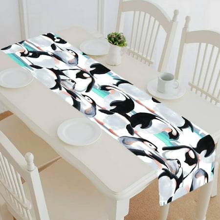 

ECZJNT penguins flock on the snow table runner table cloth tea table cloth 16x72 Inch
