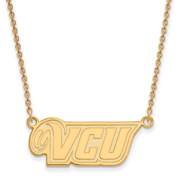 14k Yellow Gold LogoArt Official Licensed Collegiate 18in Virginia Commonwealth University (VCU) Small Pendant w/Necklace