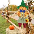 thumbnail image 4 of HAHUT 1 Pack Fall Harvest Scarecrow Decorations - 21.65" Standing Thanksgiving Scarecrows with Sunflowers and Bow for Autumn, Halloween, Garden, Yard, Porch Decor (Green), 4 of 7