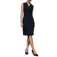 thumbnail image 2 of INSPIRE CHIC Women's Sleeveless Pencil Dress Notched Lapel Faux Wrap Formal Business Work Dresses S Navy Blue, 2 of 5