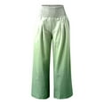 thumbnail image 4 of Fiaer,Oversized Loose Fit Palazzo Pants for Women,Ladies High Waist Stretch Trousers,Womens Color Blocking Trendy Comfy Slacks with 2 Pockets Green L, 4 of 5